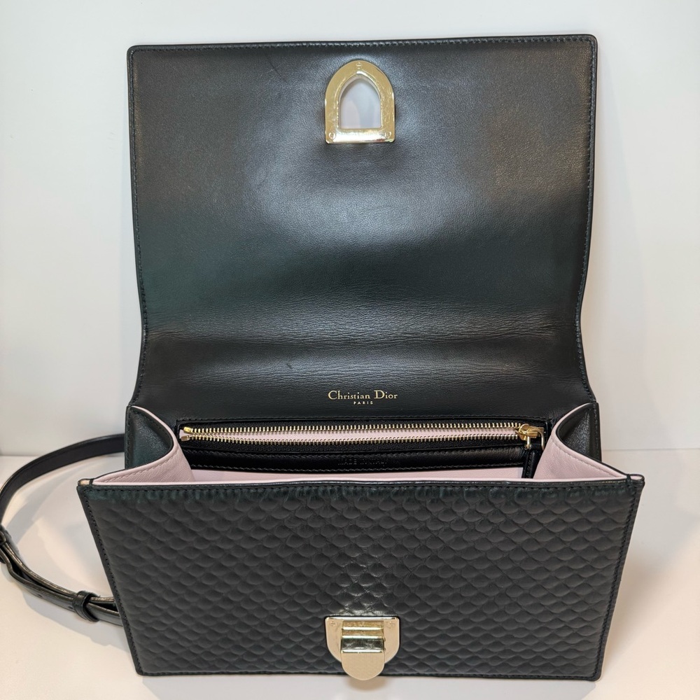 Christian Dior Diorama Medium Flap Bag W Black Embroidered Leather & Chain Strap - Picture 8 of 16